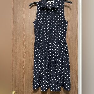 Navy Polka Dot Sleeveless Dress